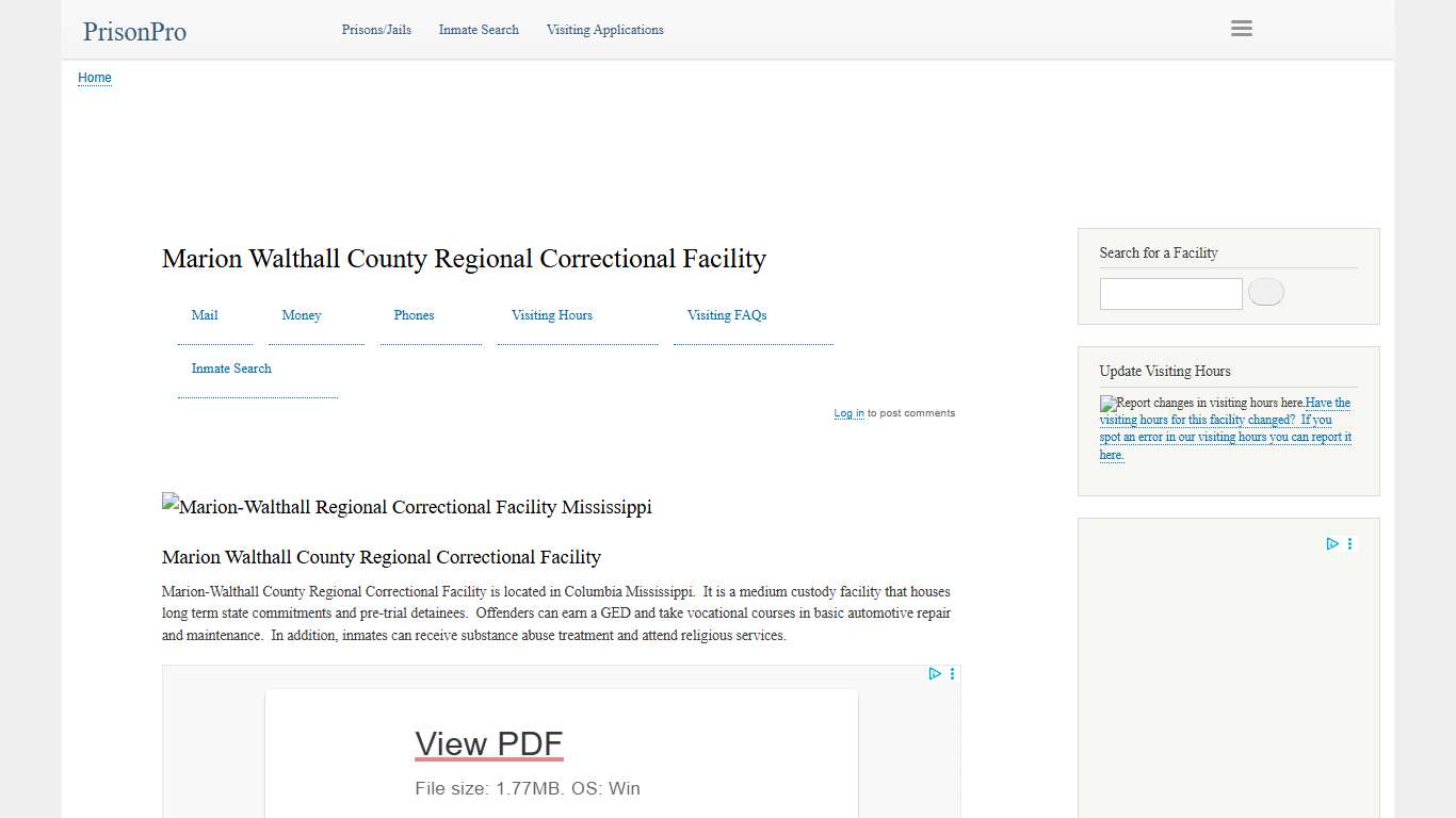 Marion Walthall County Regional Correctional Facility
